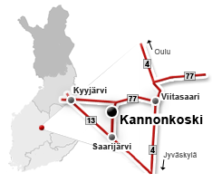 Sijainti ja etäisyydet | Kannonkosken kunta