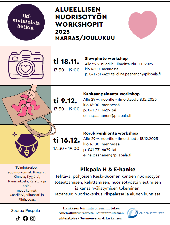 Syksyn 2025 pajat nuorille Piispalassa