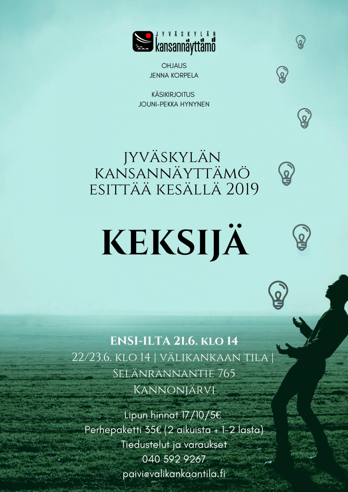 Keksijänäytelmä Välikankaan tilalla kesällä 2019.